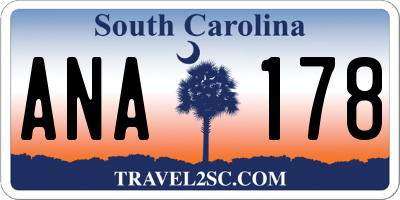 SC license plate ANA178