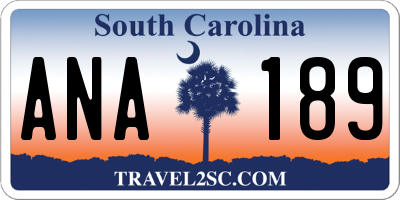 SC license plate ANA189