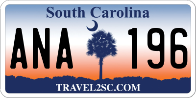 SC license plate ANA196