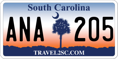 SC license plate ANA205