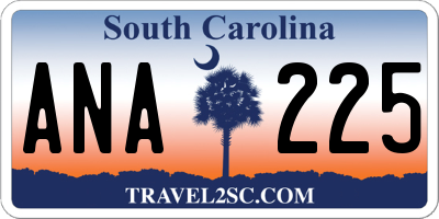 SC license plate ANA225