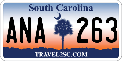 SC license plate ANA263