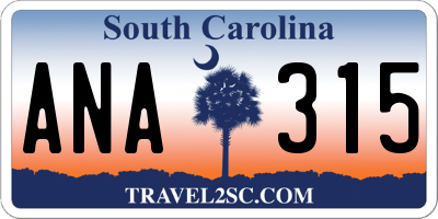 SC license plate ANA315