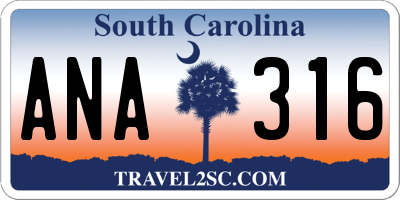 SC license plate ANA316