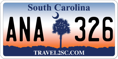 SC license plate ANA326