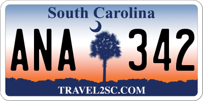 SC license plate ANA342