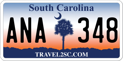 SC license plate ANA348