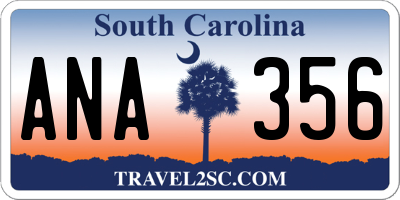 SC license plate ANA356