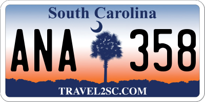 SC license plate ANA358