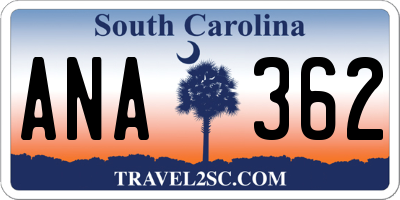 SC license plate ANA362