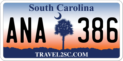 SC license plate ANA386