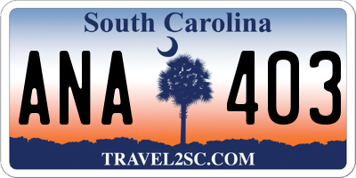SC license plate ANA403