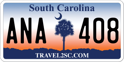 SC license plate ANA408