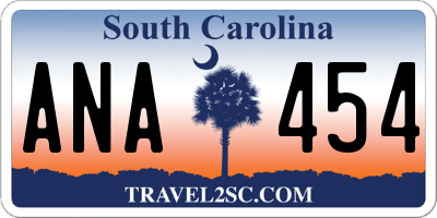 SC license plate ANA454