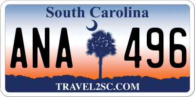 SC license plate ANA496