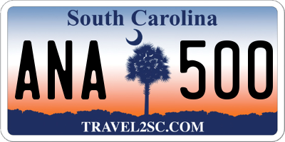SC license plate ANA500