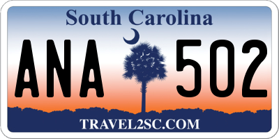 SC license plate ANA502