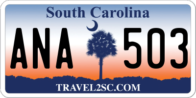SC license plate ANA503