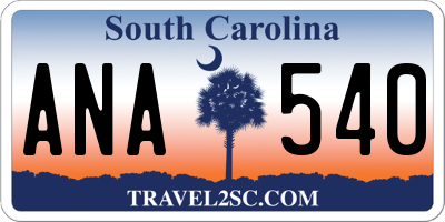 SC license plate ANA540