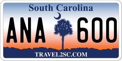 SC license plate ANA600