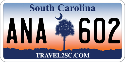 SC license plate ANA602