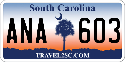SC license plate ANA603
