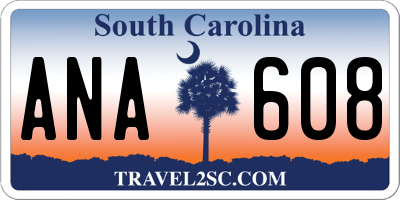 SC license plate ANA608