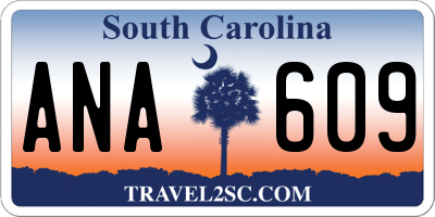 SC license plate ANA609