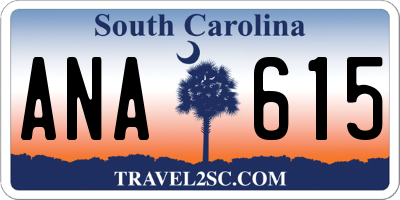 SC license plate ANA615