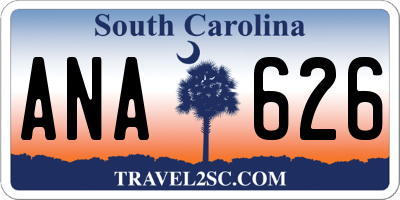 SC license plate ANA626
