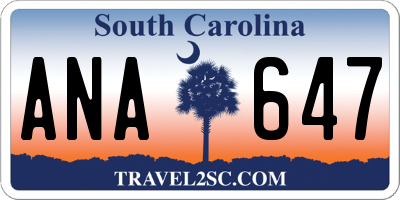 SC license plate ANA647