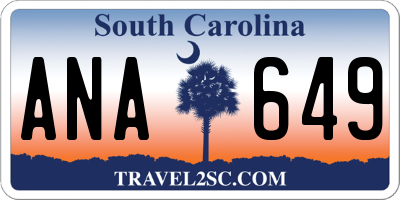 SC license plate ANA649