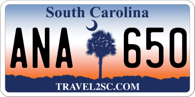 SC license plate ANA650