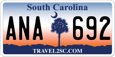 SC license plate ANA692