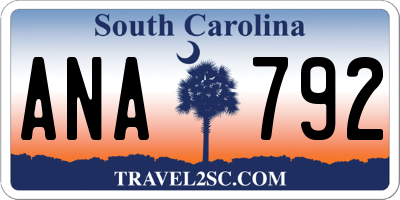 SC license plate ANA792