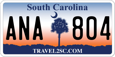 SC license plate ANA804