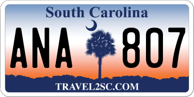 SC license plate ANA807