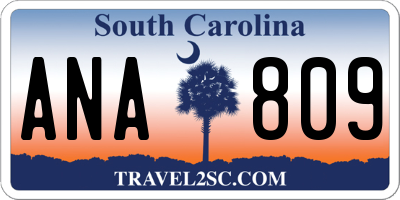 SC license plate ANA809