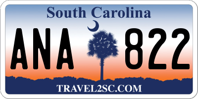 SC license plate ANA822