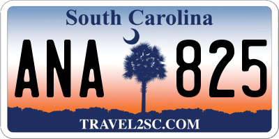 SC license plate ANA825