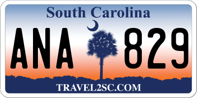 SC license plate ANA829