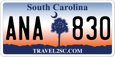 SC license plate ANA830