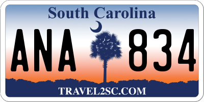 SC license plate ANA834