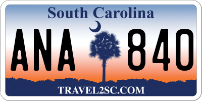 SC license plate ANA840