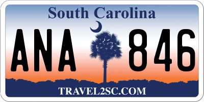 SC license plate ANA846