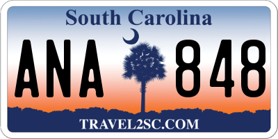 SC license plate ANA848