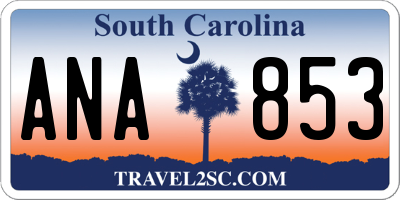 SC license plate ANA853