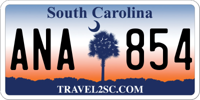 SC license plate ANA854