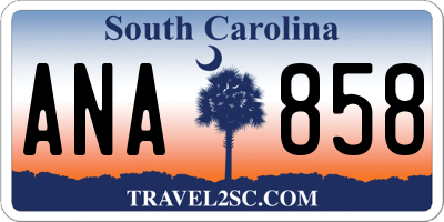 SC license plate ANA858