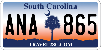 SC license plate ANA865
